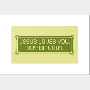 Jesus Loves You Buy Bitcoin Pixel Art Posters and Art